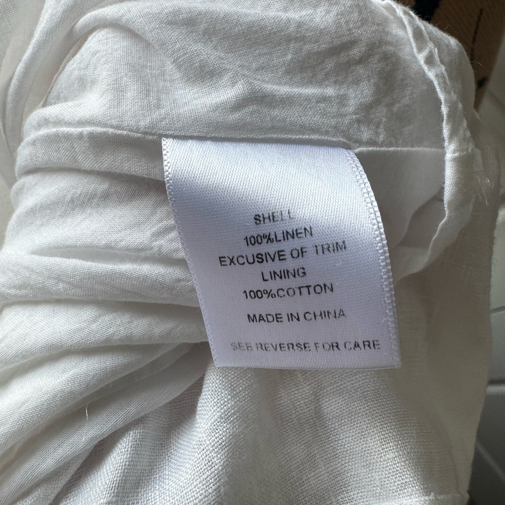 Lucy Paris White Linen Midi Dress with V-Neck - Picture 7 of 7